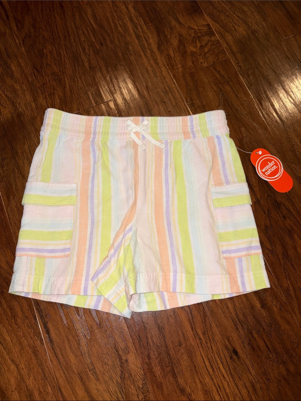 NWT Pastel Stripe Drawstring Shorts Youth L